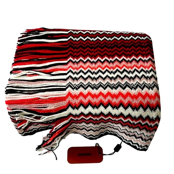 Missoni Multicolor Zig-Zag Fringed Long Wool Scarf - Picture 15 of 16
